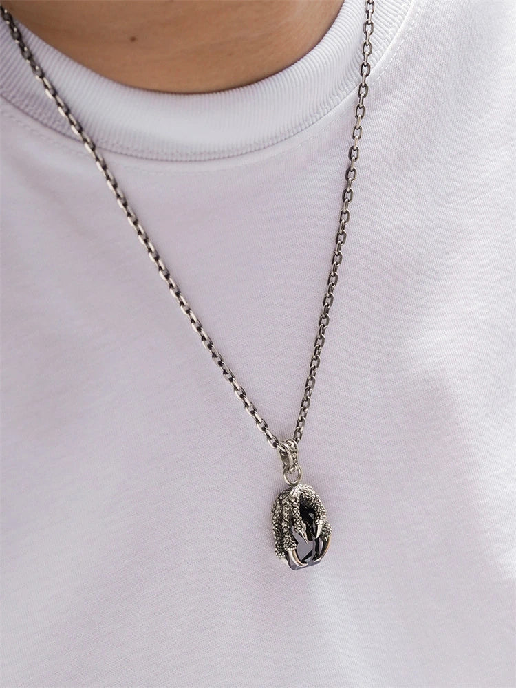 gemstone dragon claw sterling silver biker pendant product view 3