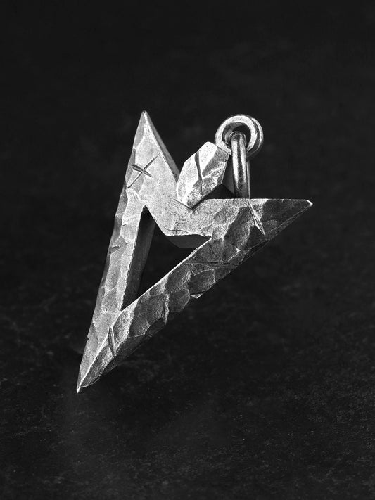 geometric nebula chain sterling silver biker pendant product view 1