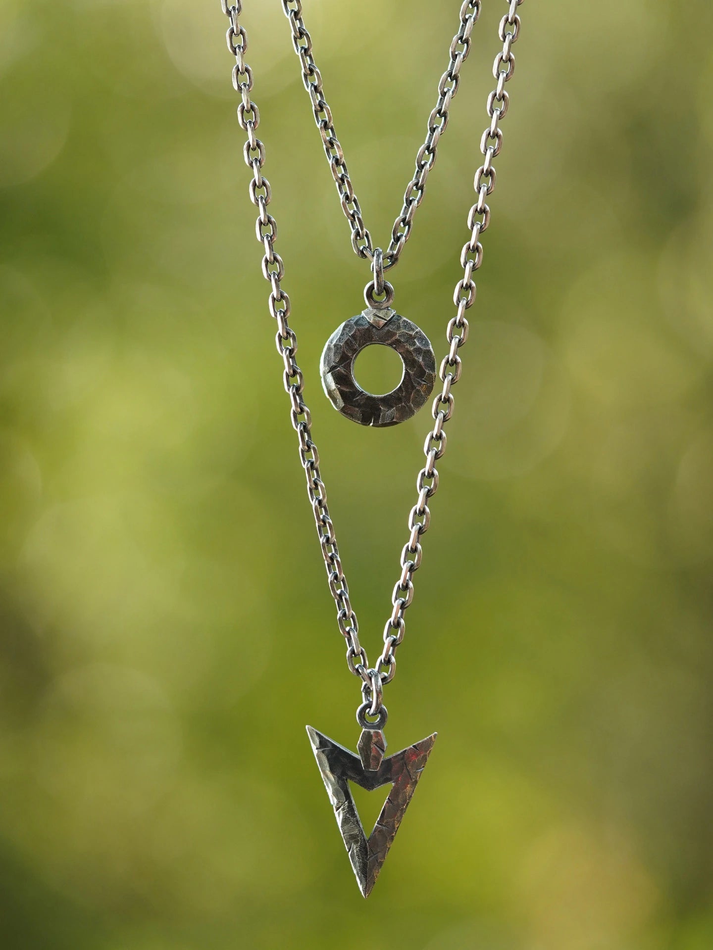 geometric nebula chain sterling silver biker pendant product view 3