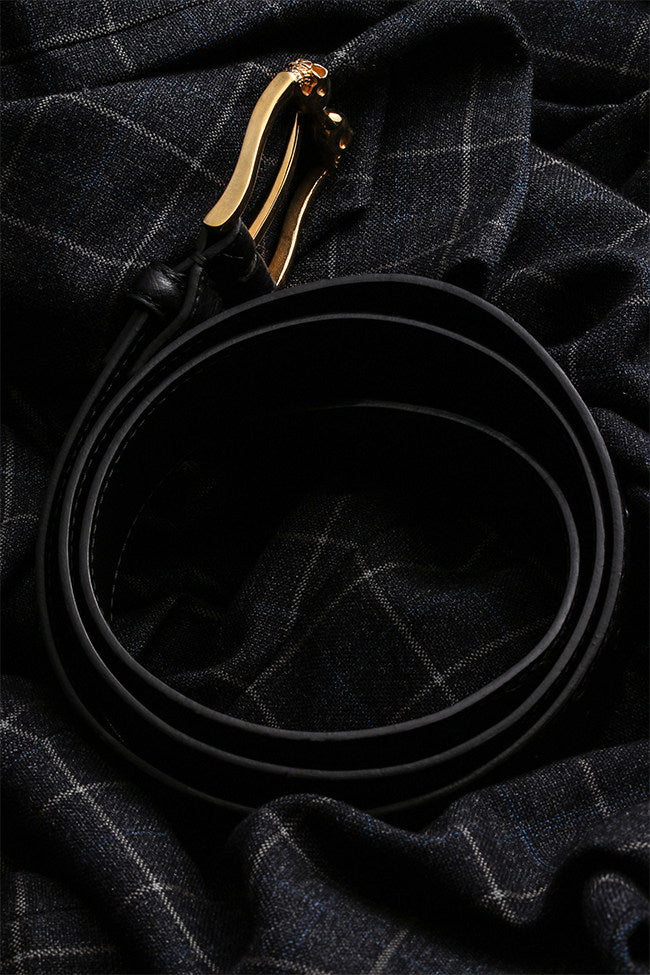 Ghost Rider Skull Ostrich Leather Biker Belt — product view