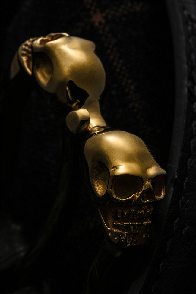 Ghost Rider Skull Ostrich Leather Biker Belt — detail view 9