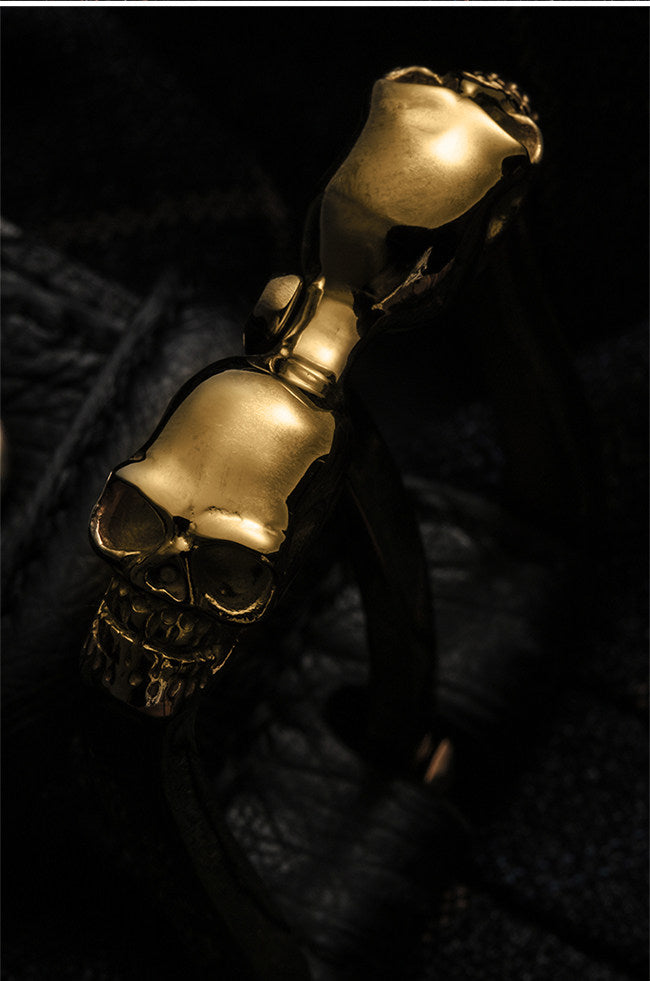 Ghost Rider Skull Ostrich Leather Biker Belt — detail view 11