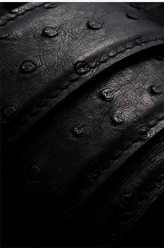 Ghost Rider Skull Ostrich Leather Biker Belt — detail view 14