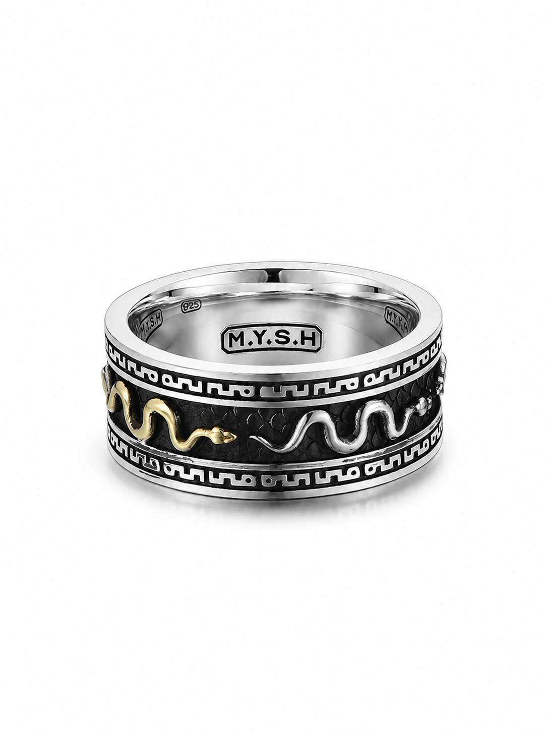 Golden Snake Sterling Silver Biker Ring - product view 3