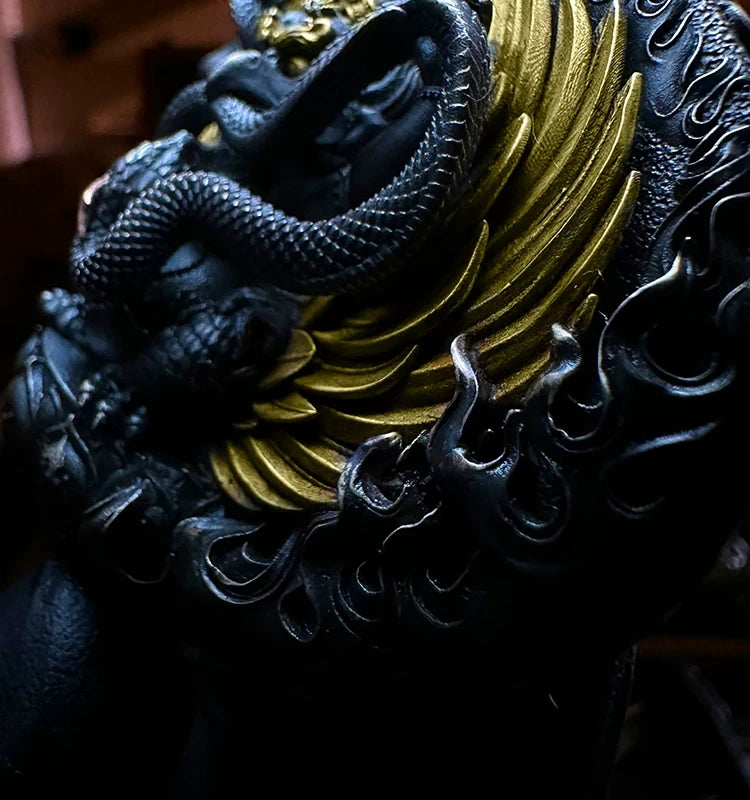 Golden-Winged Roc Silver Crocodile Leather Biker Belt detail view 2
