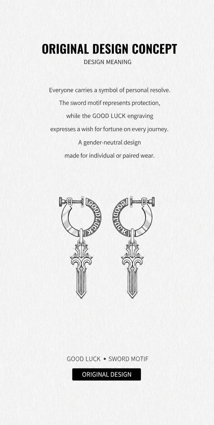 Sterling Silver Good Luck Sword Clip-On Earrings - design meaning