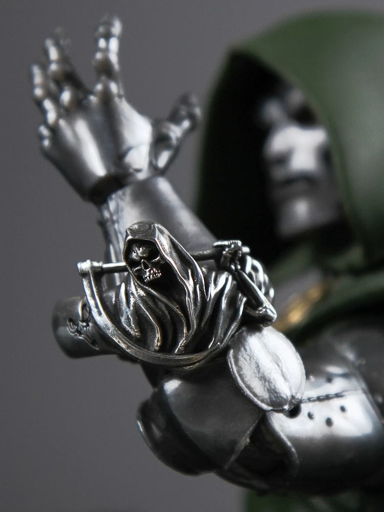 Grim Reaper 925 Sterling Silver Biker Ring — view 2