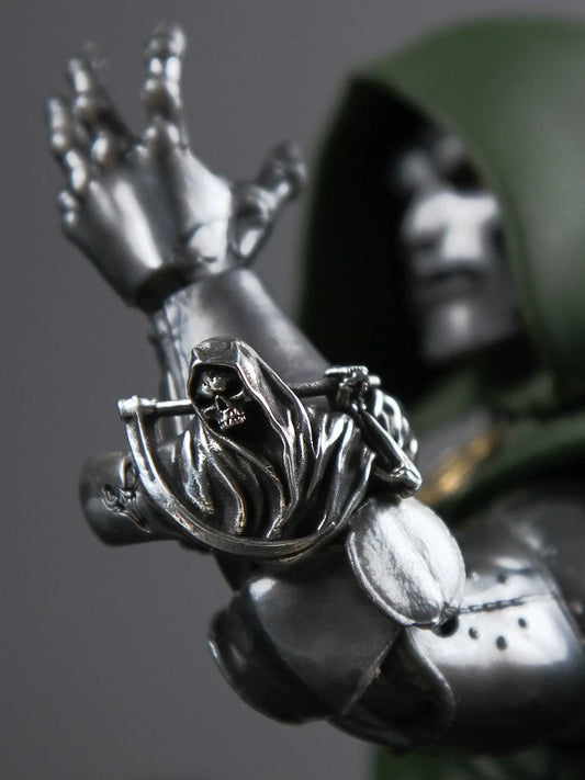 Grim Reaper 925 Sterling Silver Biker Ring — view 2