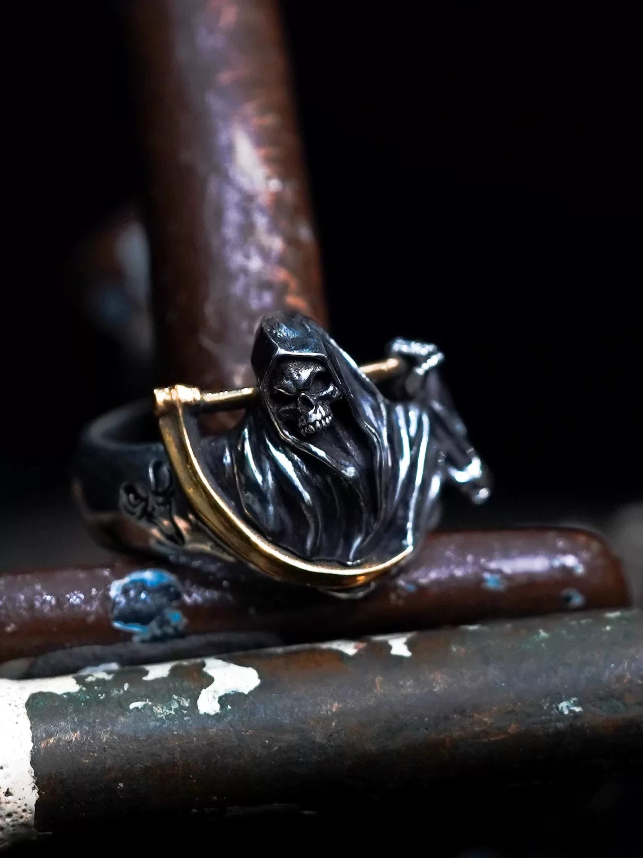 Grim Reaper 925 Sterling Silver Biker Ring — view 3