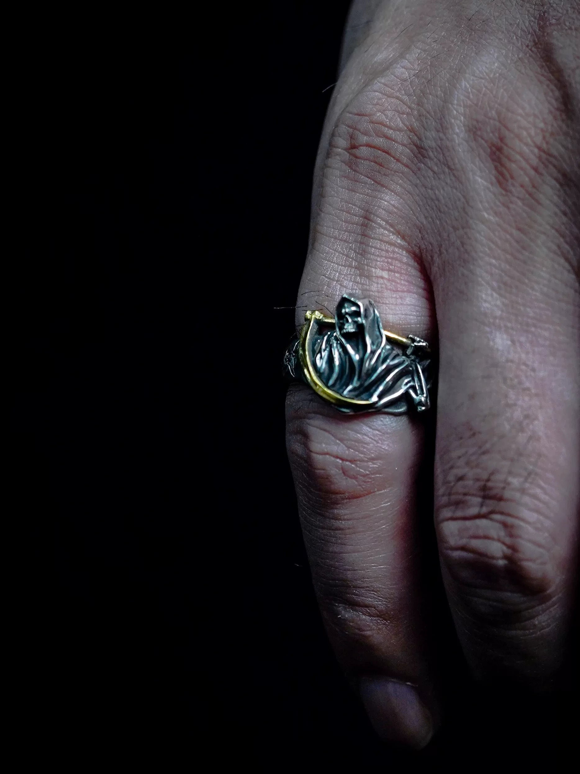 Grim Reaper 925 Sterling Silver Biker Ring — view 5