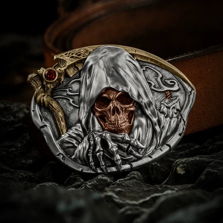 Grim Reaper Gem-Eye Biker Belt Buckle product view