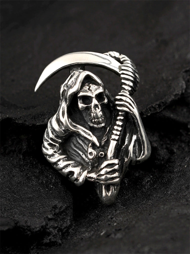 grim reaper scythe sterling silver biker pendant product view 1