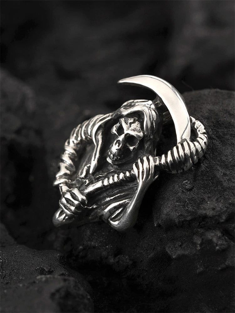 grim reaper scythe sterling silver biker pendant product view 2