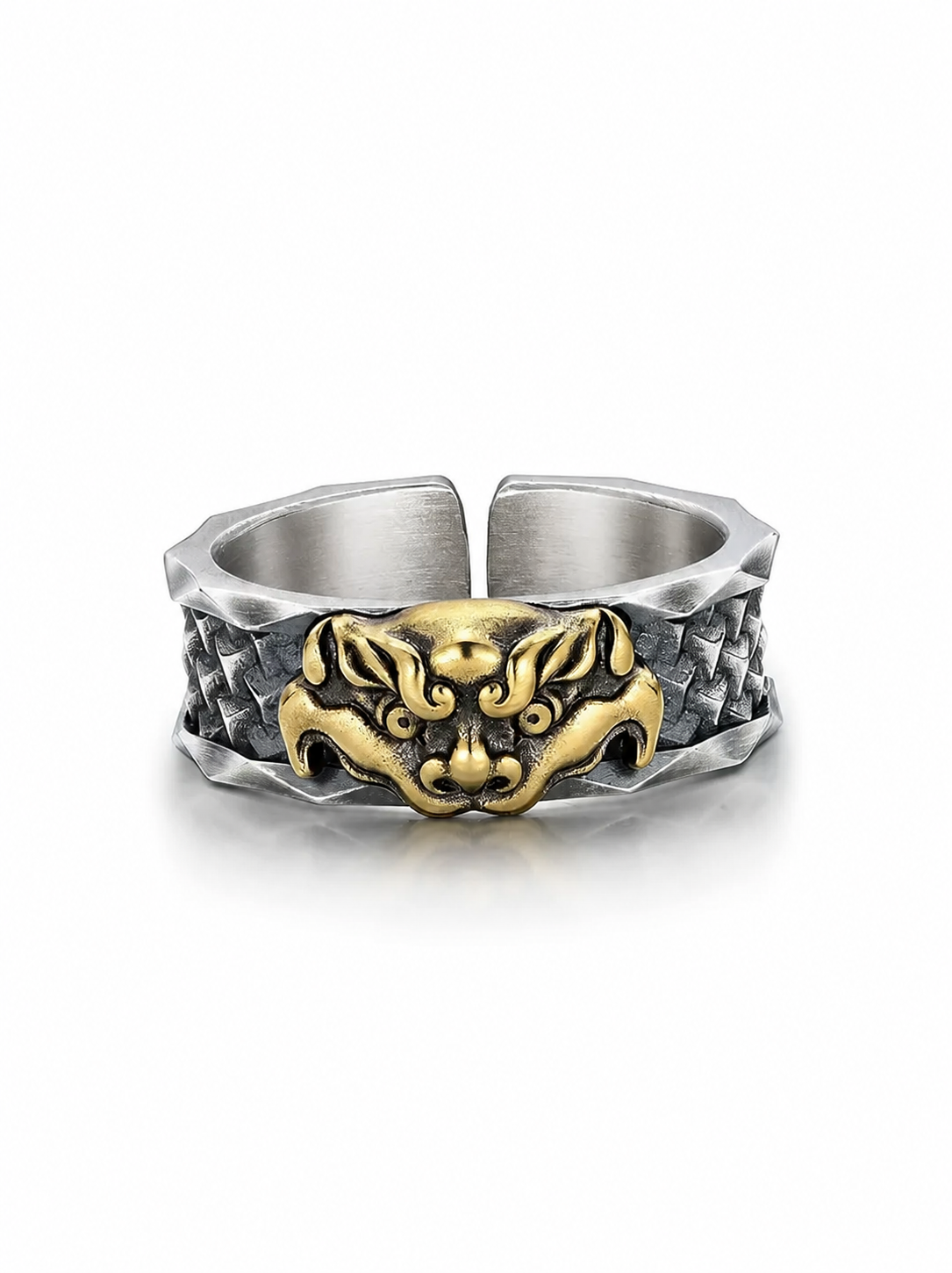 Guardian Beast Sterling Silver Biker Ring - product view
