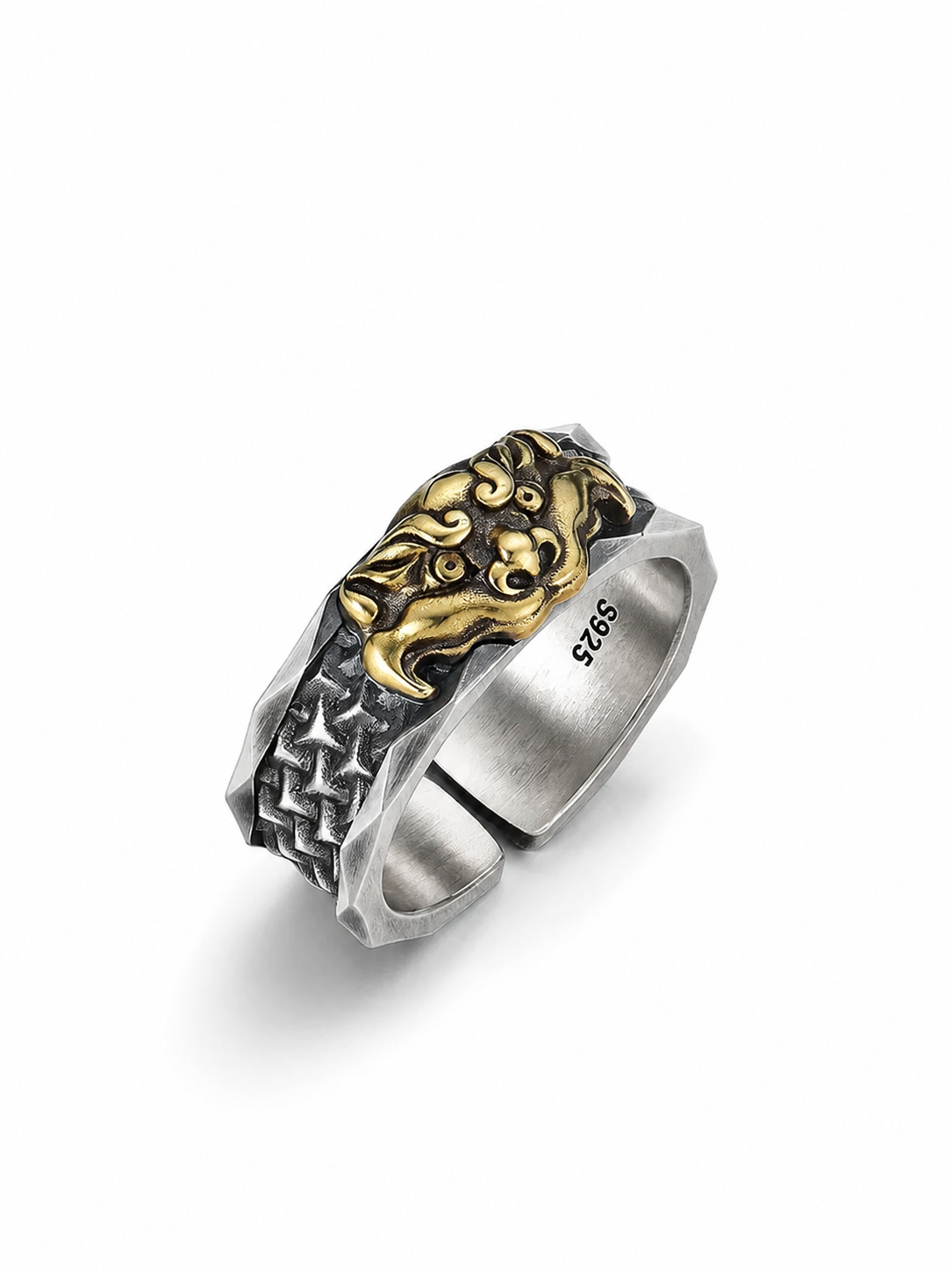 Guardian Beast Sterling Silver Biker Ring - product view 2