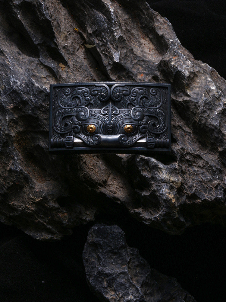 Guardian Beast Sword Silver Biker Belt — product view
