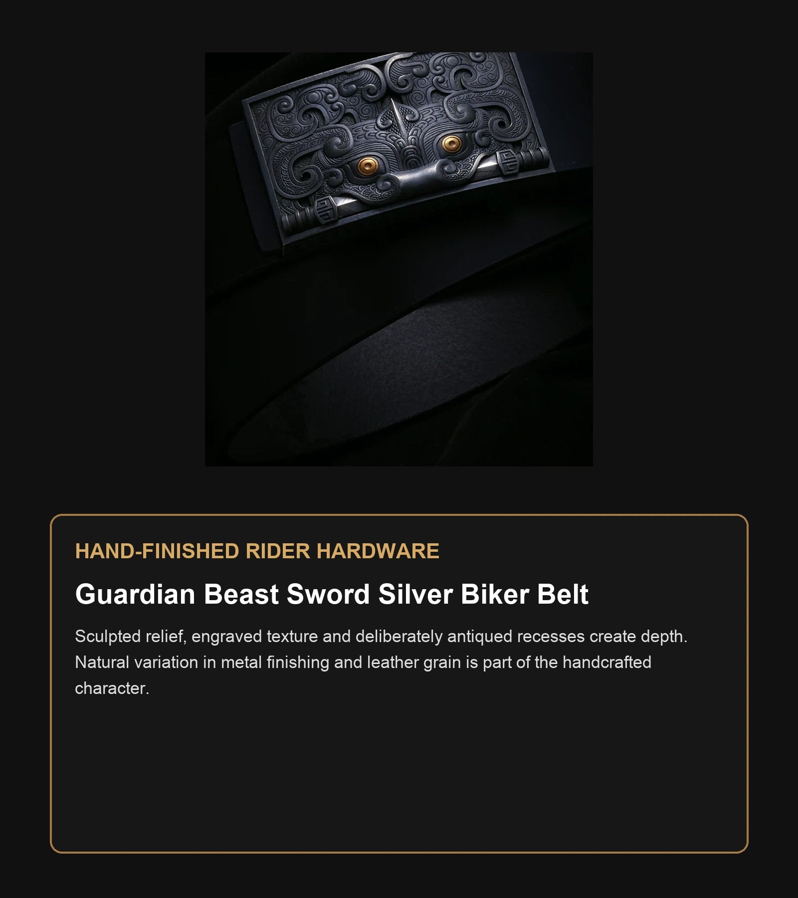 Guardian Beast Sword Silver Biker Belt craftsmanship guide in English