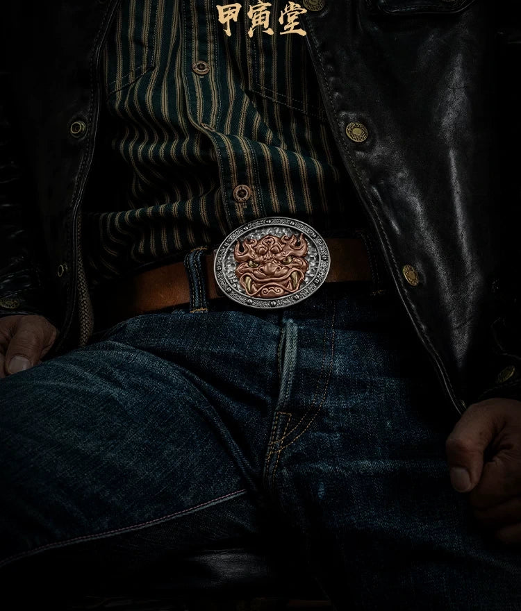 Guardian Beast Triple-Finish Biker Belt Buckle detail view 3