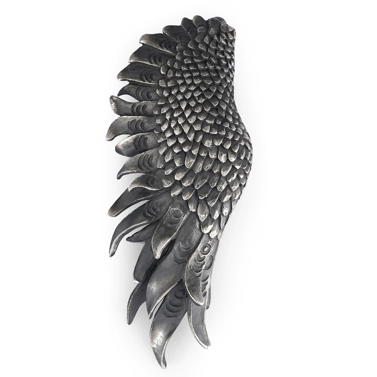 Antique silver left guardian wing pendant