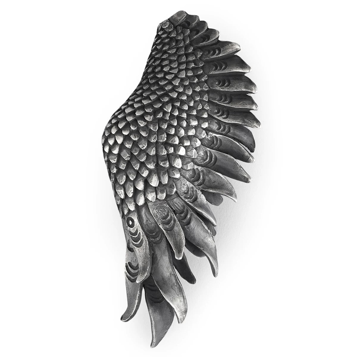 Antique silver right guardian wing pendant