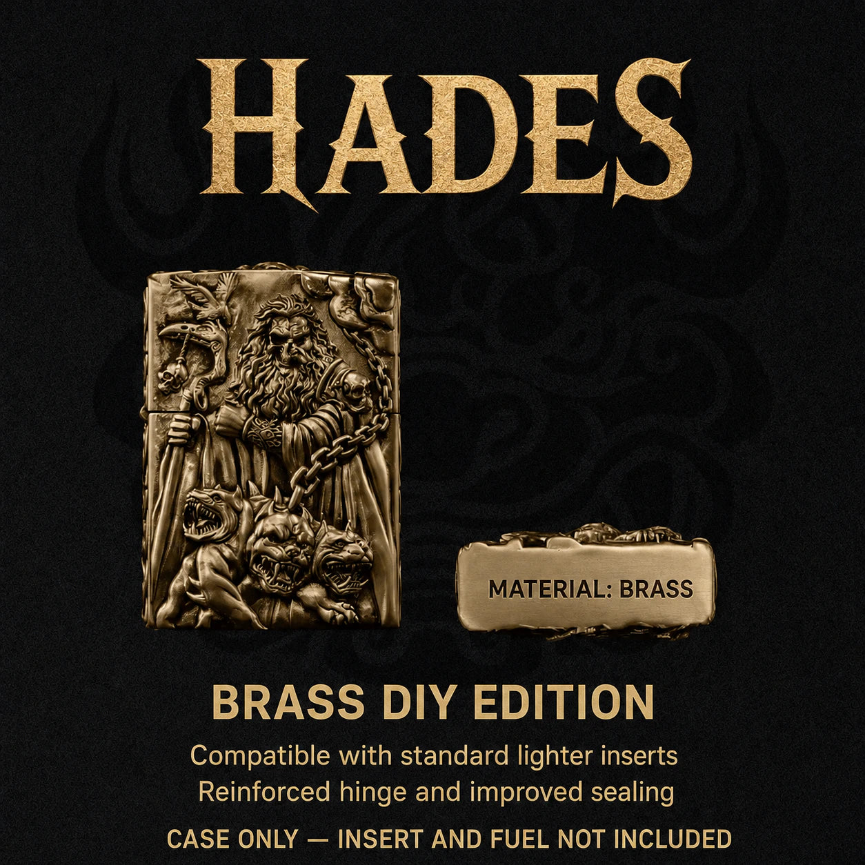 Hades 3D Relief Biker Lighter Case – cleaned relief design view 1