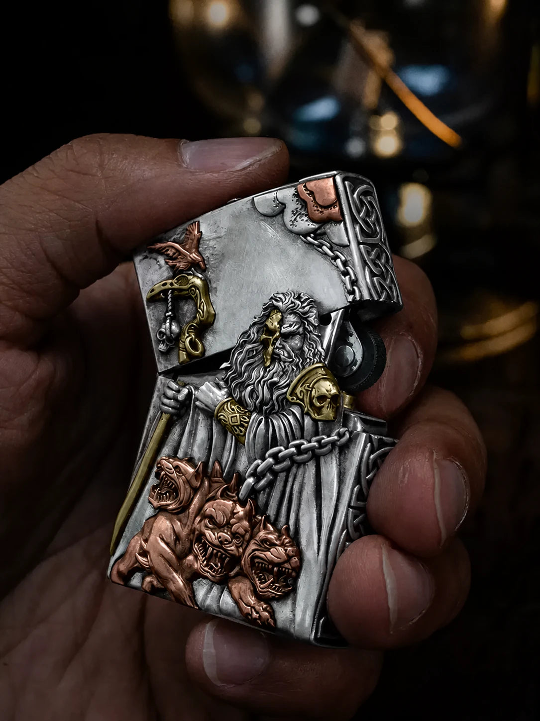 Hades 3D Relief Biker Lighter Case – cleaned relief design view 3