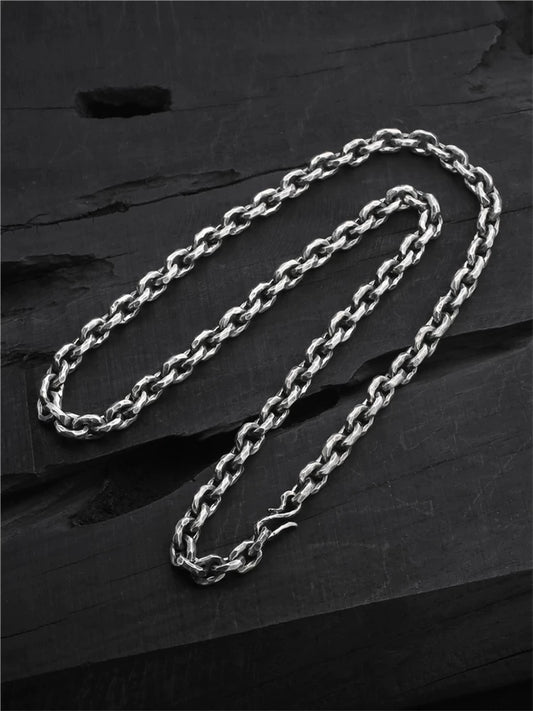 Hammered 8mm sterling silver biker necklace