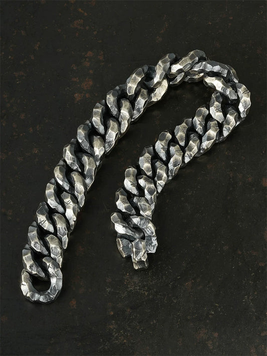 hammered hidden clasp sterling silver biker bracelet product view 2