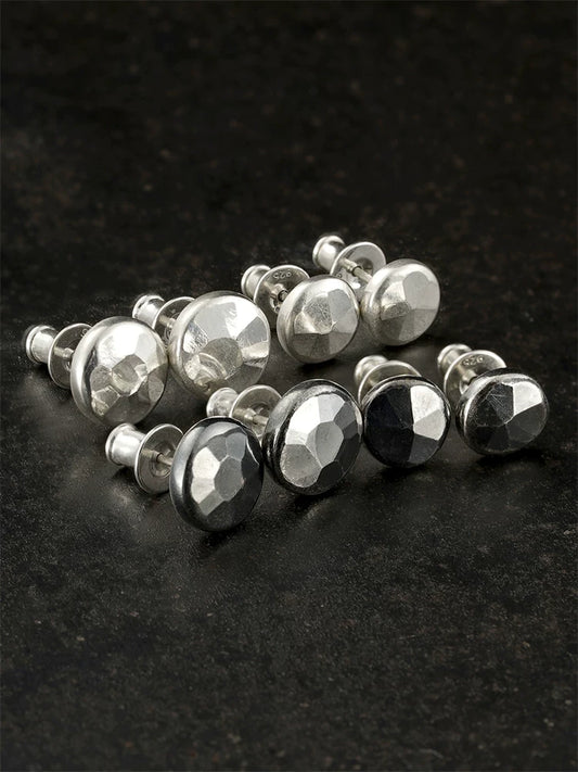 Hammered Round Sterling Silver Biker Stud Earring product view