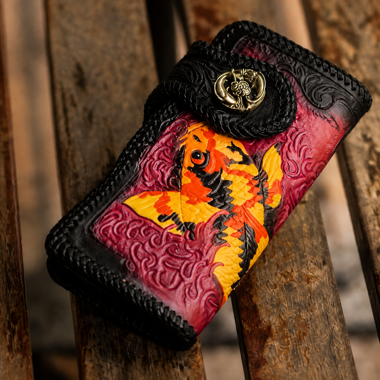 Color artwork leather biker wallet variant