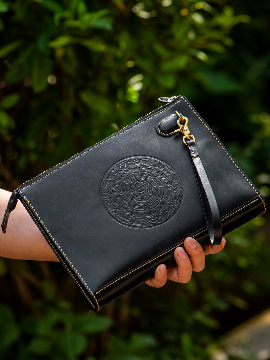 hand carved double koi leather wallet 2