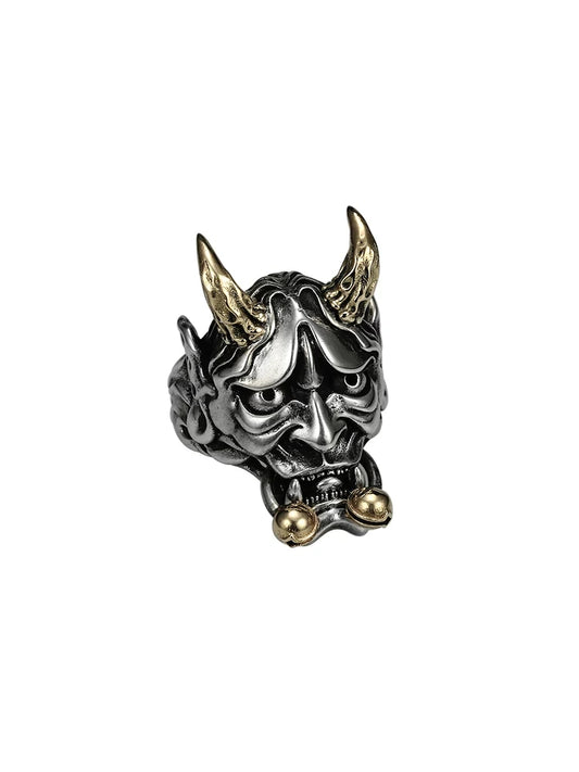 Hannya Bell 925 Sterling Silver Biker Ring — view 1