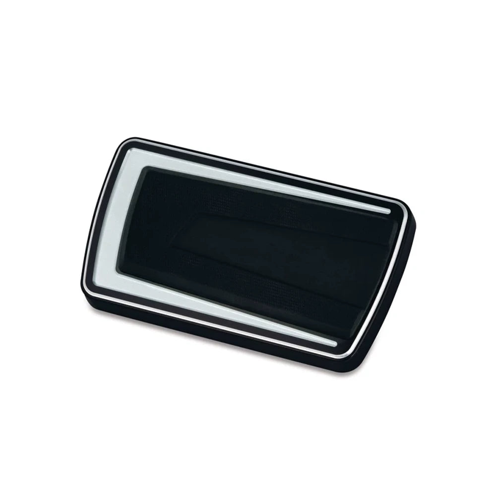 1094 black brake pedal pad with a machined chrome border for Harley motorcycles