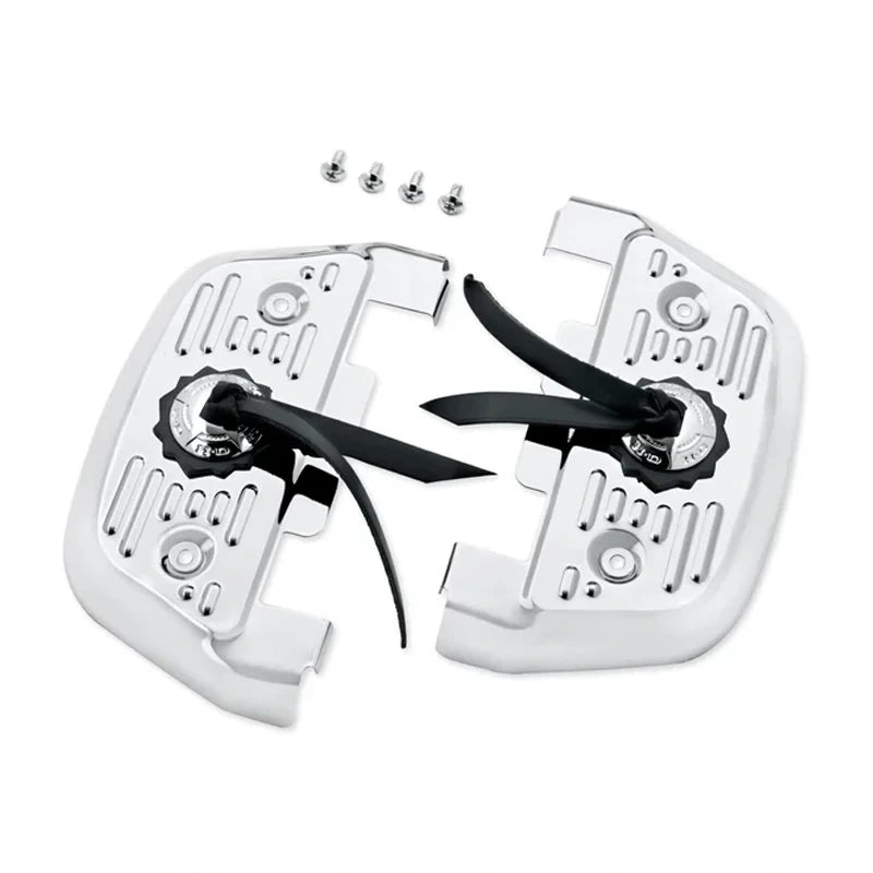 Harley 50193-96 ribbon-style chrome passenger footboard backplate covers