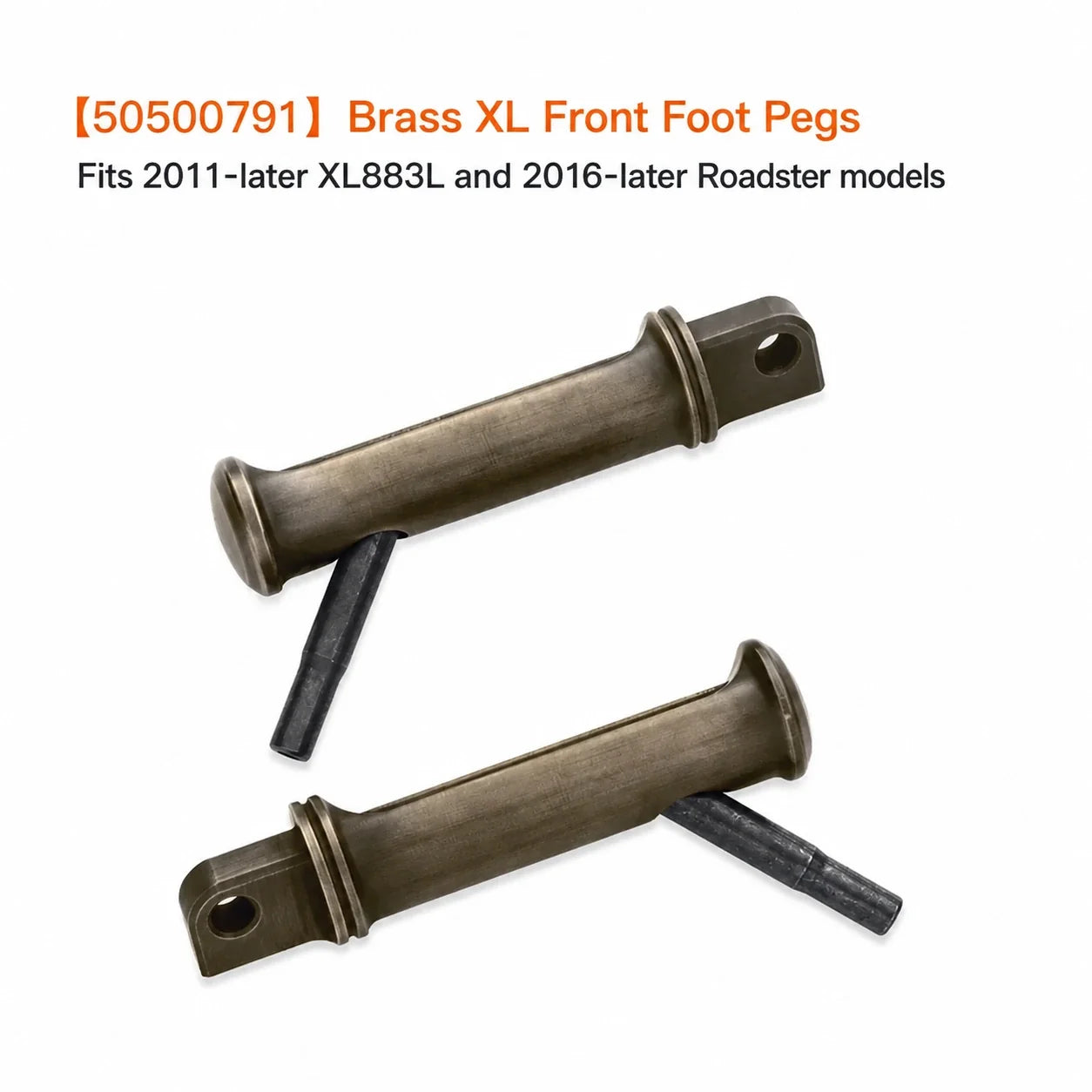 50500791 brass XL front foot pegs and mounting pins