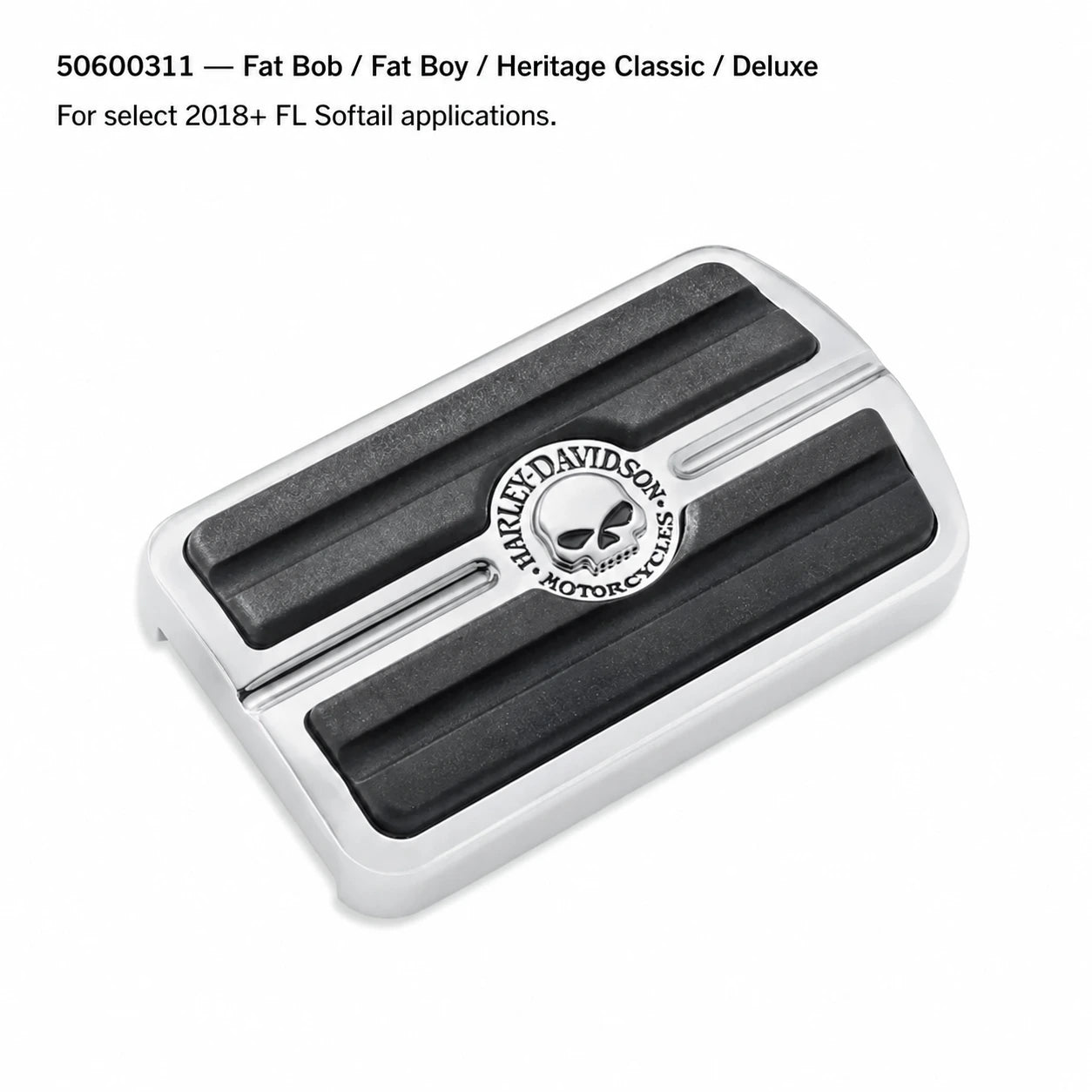 50600311 skull brake pedal pad fitment for select 2018 and newer FL Softail models