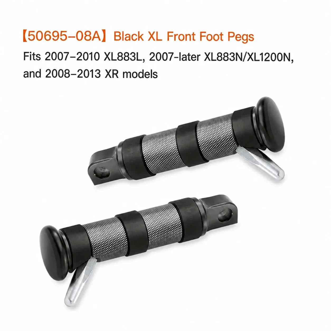 50695-08A black XL front foot pegs with machined grip sections