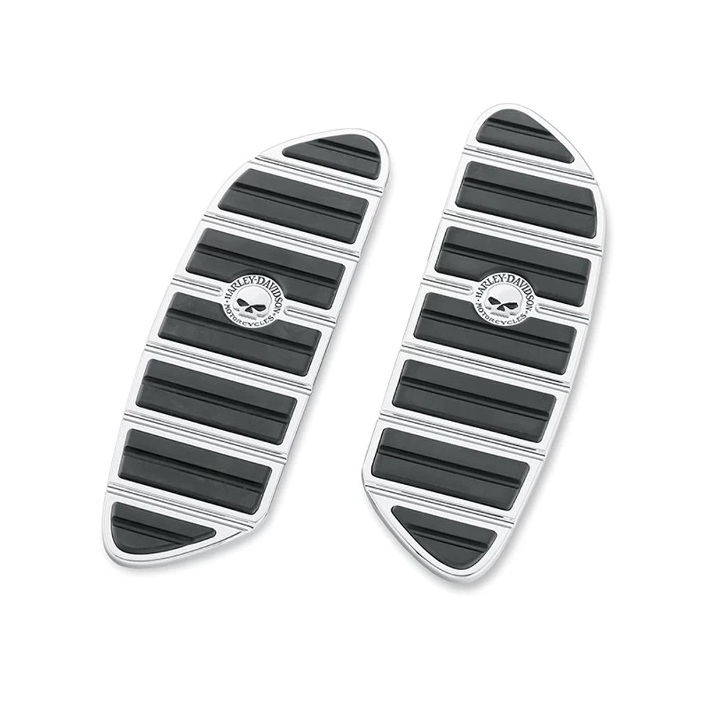 50704-04 chrome rider footboard pads with skull emblems