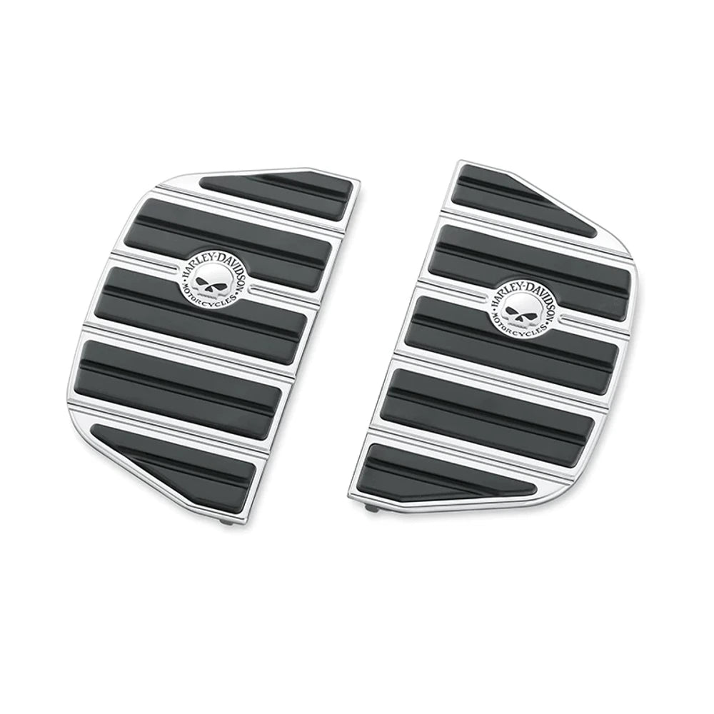 50713-04 chrome passenger footboard pads with skull emblems