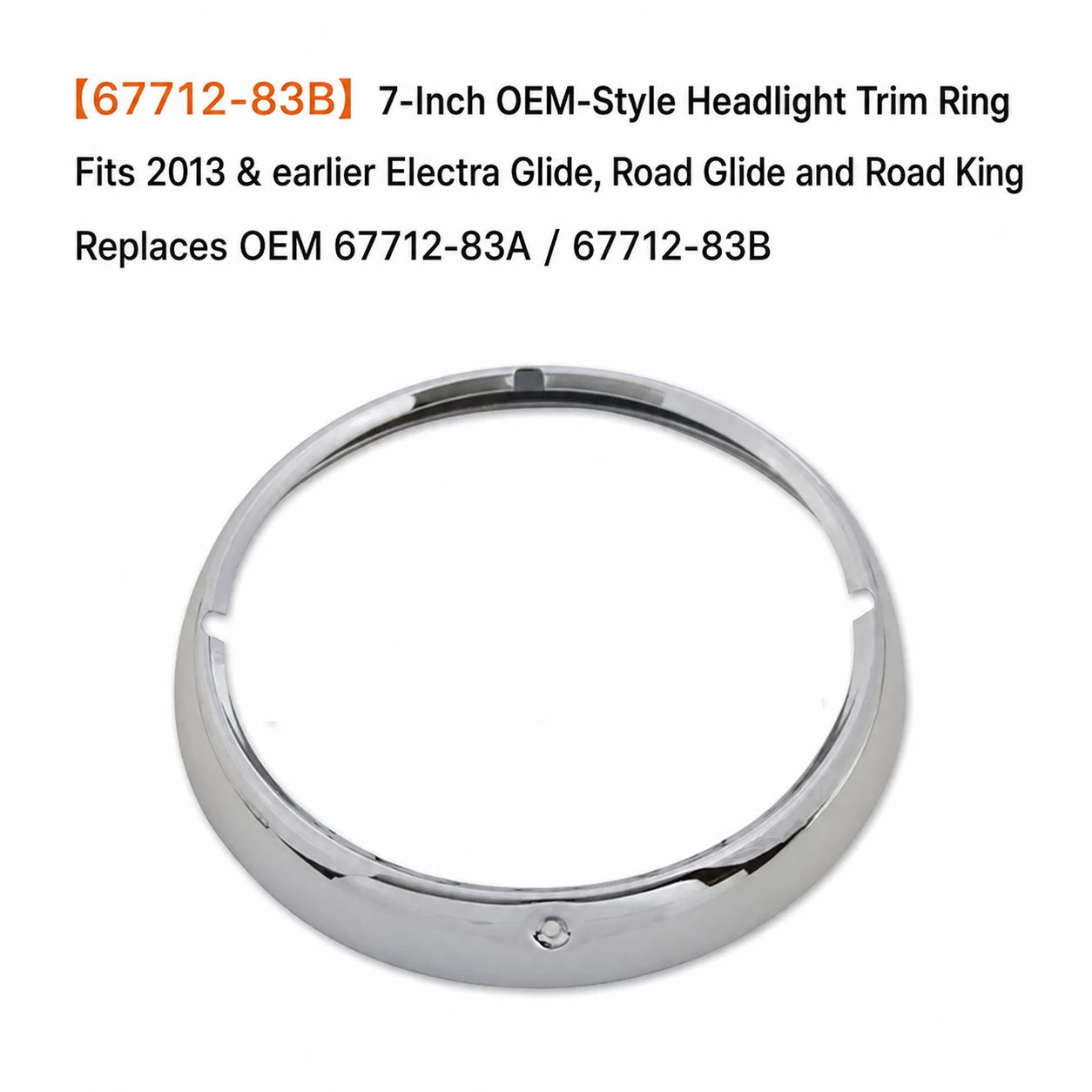 67712-83B seven-inch chrome OEM-style headlight trim ring