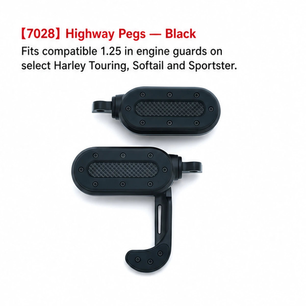 7028 black highway pegs for compatible Harley engine guards
