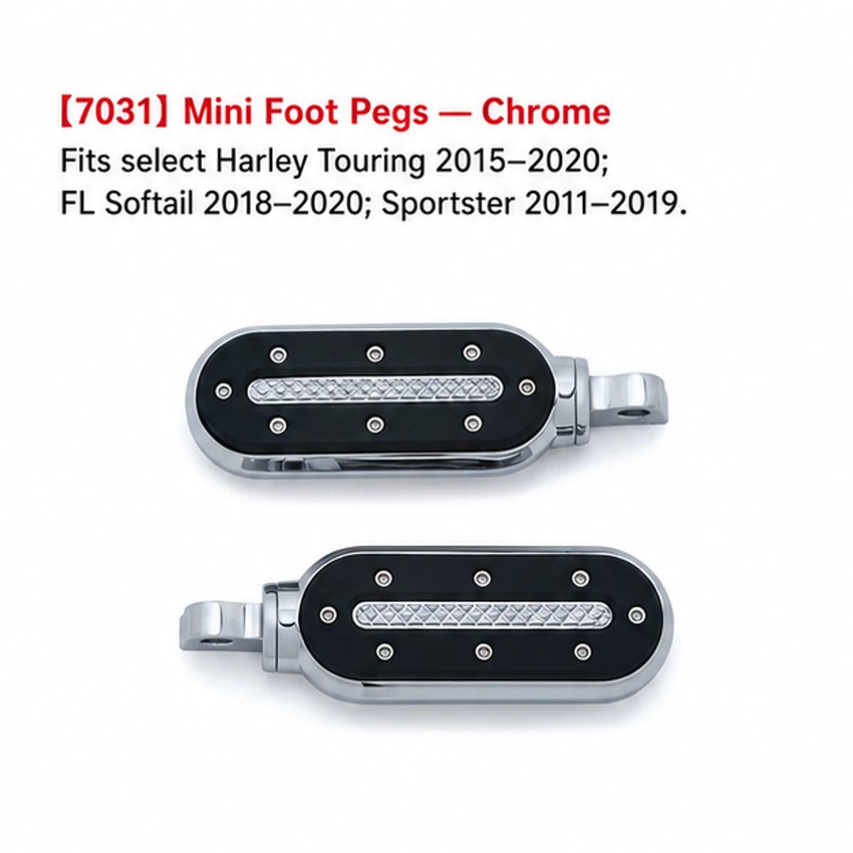 7031 chrome mini foot pegs for compatible Harley motorcycles