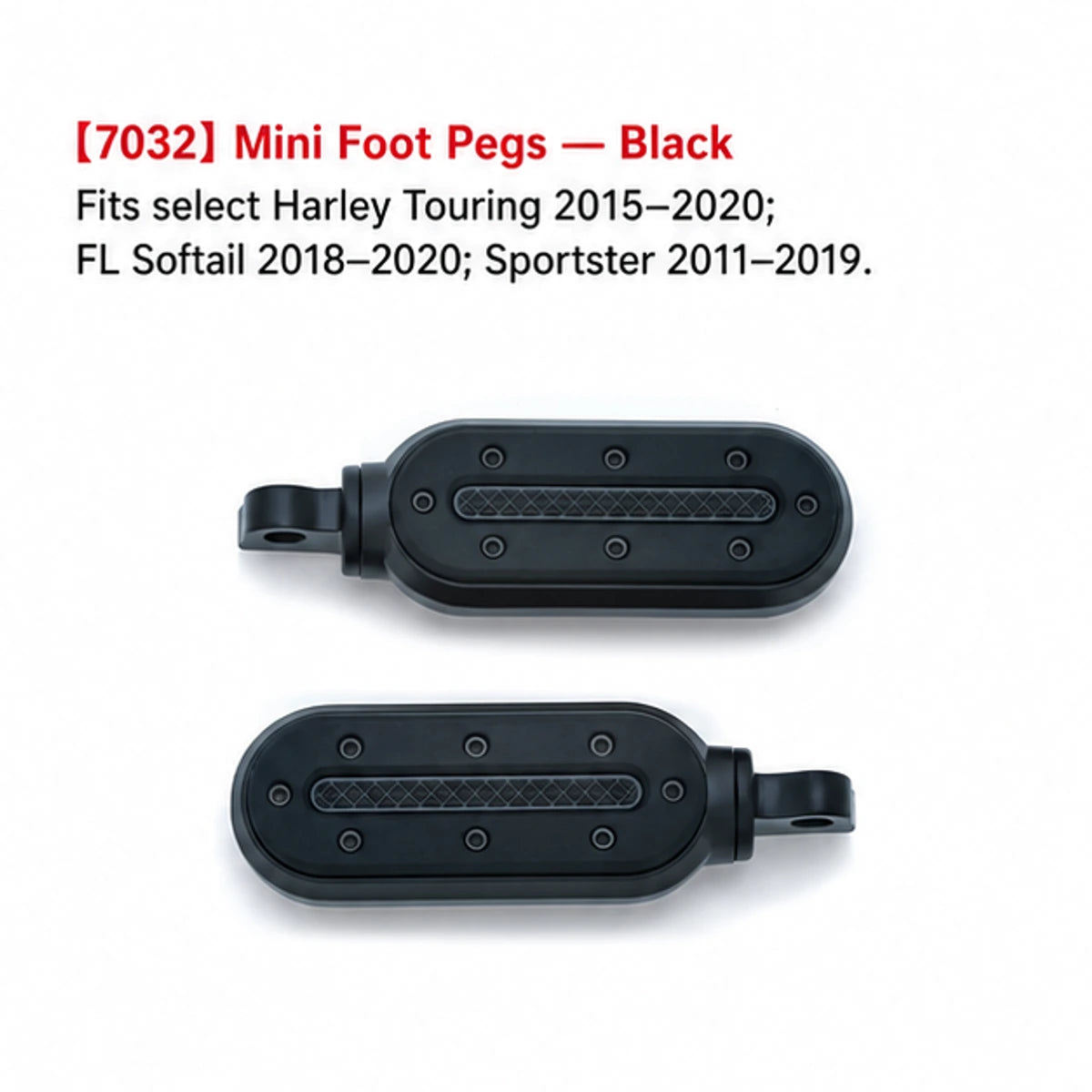 7032 black mini foot pegs for compatible Harley motorcycles