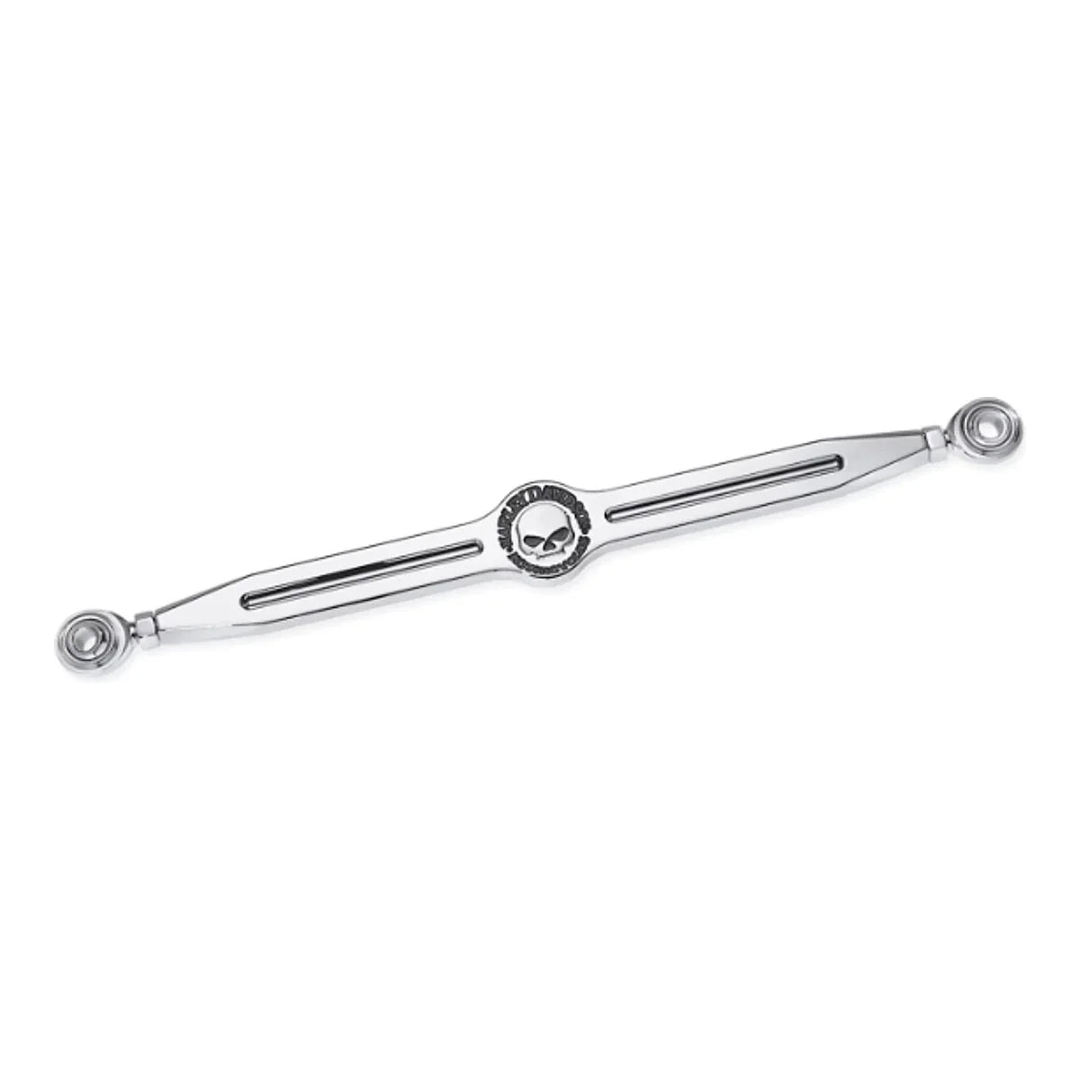 Chrome 34850-09 shift linkage rod with original skull emblem for compatible Harley motorcycles