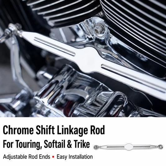 Chrome 34850-09 shift linkage rod for compatible Harley Touring, Softail and Trike motorcycles
