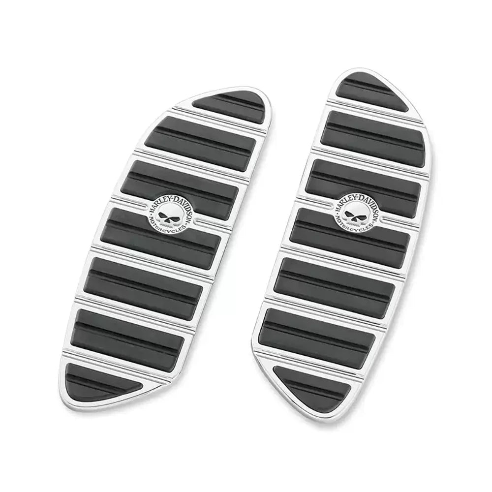 Chrome skull rider footboard pads pair