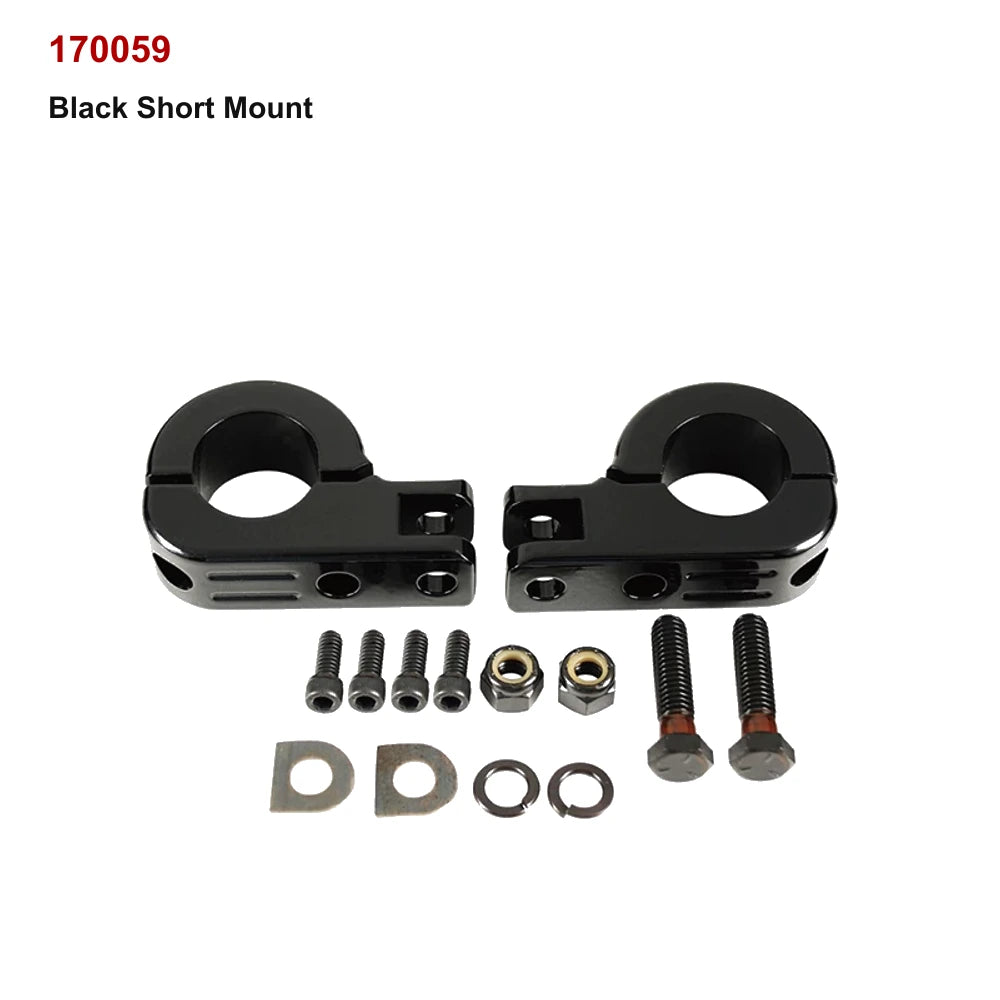 black short mount for compatible Harley-Davidson motorcycle highway cruise foot peg setup