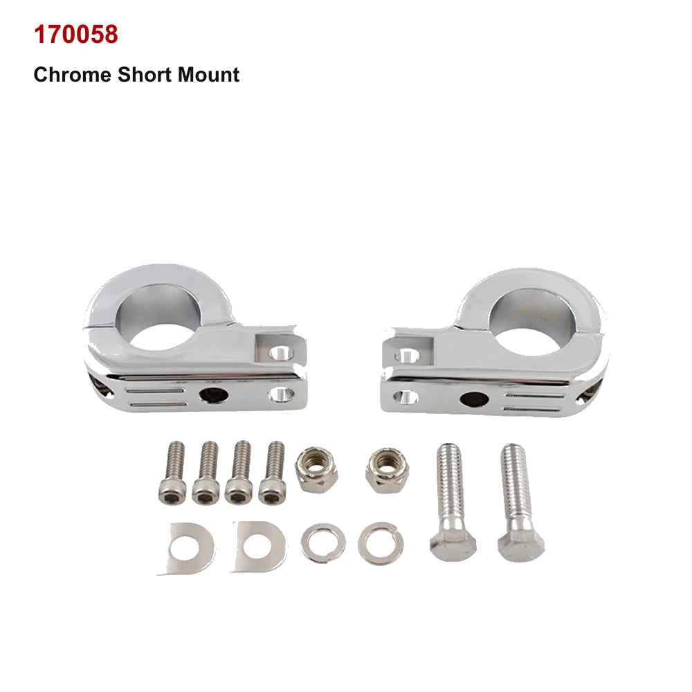 chrome short mount for compatible Harley-Davidson motorcycle highway cruise foot peg setup