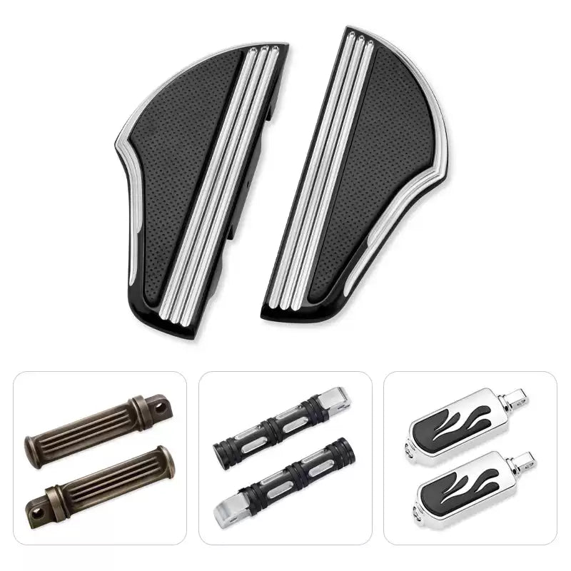 Harley motorcycle foot peg, passenger footboard and support kit options overview