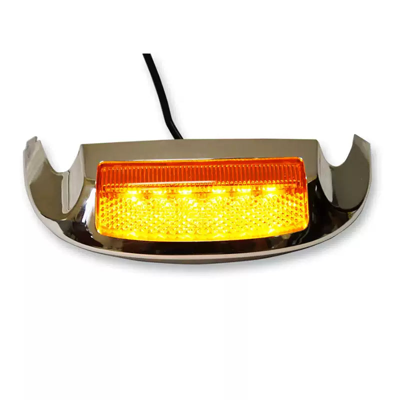 Chrome amber LED front fender accent light for Harley Touring and Road King
